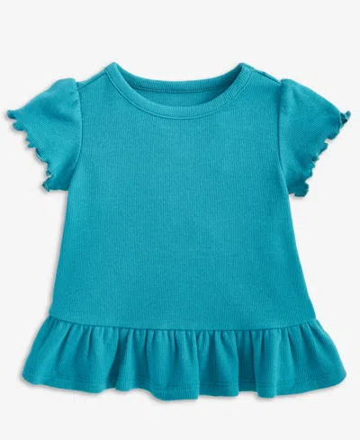 First Impressions Baby Girls Short-sleeve Solid Rib T-shirt, Macy's Exclusive In Blue