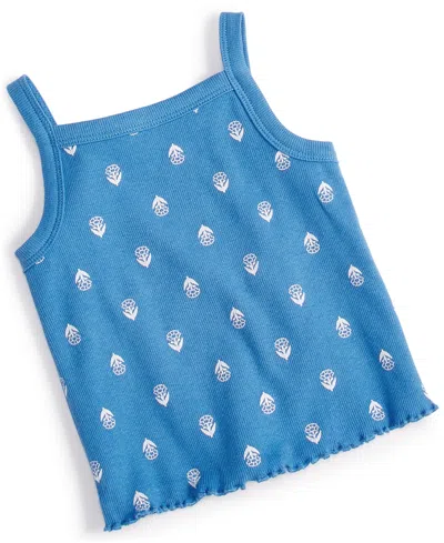 First Impressions Baby Girls Simple Stamp Floral Tank, Created For Macy's In Lyric Blue