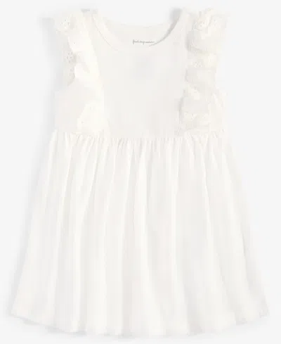 First Impressions Baby Girls Solid Eyelet-flutter Dress, Exclusively At Macy's In Angel Whit