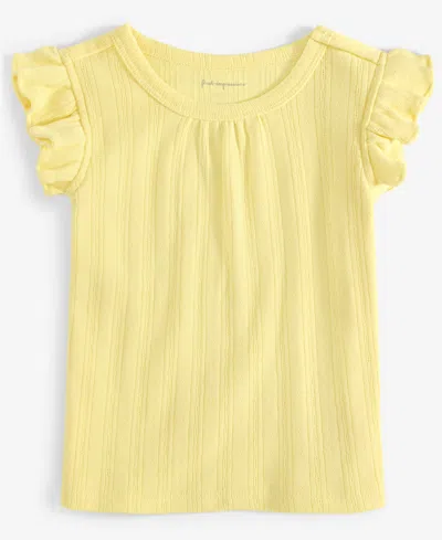 First Impressions Baby Girls Solid Flutter-sleeve Top, Exclusively At Macy's In Banana Whi