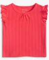 First Impressions Baby Girls Solid Flutter-sleeve Top, Exclusively At Macy's In Dry Cherry