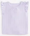 First Impressions Baby Girls Solid Flutter-sleeve Top, Exclusively At Macy's In Lavender F