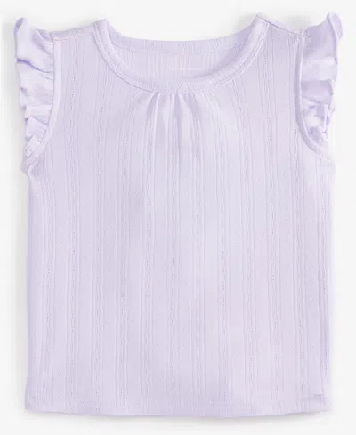 First Impressions Baby Girls Solid Flutter-sleeve Top, Exclusively At Macy's In Lavender F