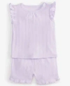 First Impressions Baby Girls Solid Flutter Sleeve Top Pointelle Shorts Exclusively At Macys In Bubble Pin