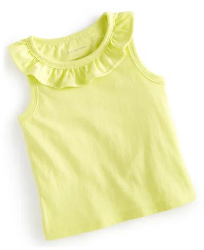 First Impressions Baby Girls Solid Ruffle-trim Tank, Created For Macy's In Citrus Fruit