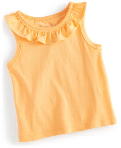 First Impressions Baby Girls Solid Ruffle-trim Tank, Created For Macy's In Melon Sorbet