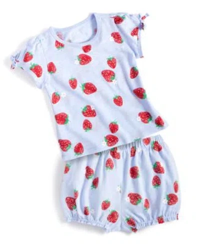 First Impressions Baby Girls Strawberry Garden T Shirt Bloomer Shorts Created For Macys In Blue