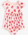 First Impressions Baby Girls Strawberry-print Skirted Sunsuit, Exclusively At Macy's In Beloved Pi