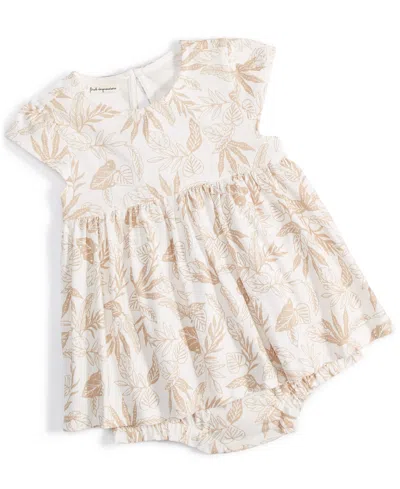 First Impressions Baby Girls Summer Chic Botanical-print Sunsuit, Created For Macy's In Angel White,tan