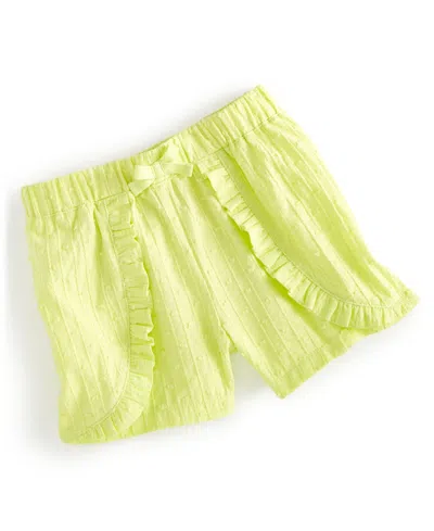 First Impressions Baby Girls Swiss Dot Woven Cotton Ruffled Shorts, Created For Macy's In Citrus Fruit