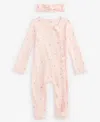 First Impressions Baby Girls Tiny Dancer Cotton Footed Coverall & Headband, 2 Piece Set, Created For Macy's In Soft Shell