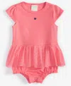 First Impressions Baby Girls Tiny Heart Skirted Sunsuit, Created For Macy's In Coral Sunr