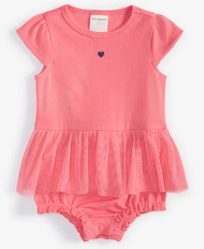First Impressions Baby Girls Tiny Heart Skirted Sunsuit, Created For Macy's In Coral Sunr