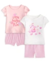 First Impressions Baby Girls Toddler 2t 4t Love Hugs Fun Short Sleeve T Shirts Shorts Macys Exclusive In Pink