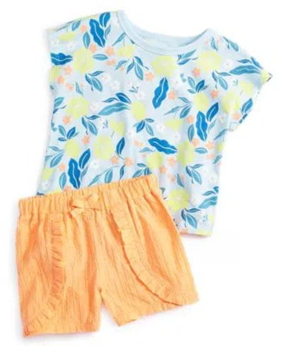 First Impressions Baby Girls Tropical Print T Shirt Ruffled Shorts Created For Macys In Multi