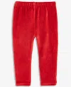 First Impressions Baby Girls Velour Ruffle-back Leggings, Macy's Exclusive In Red