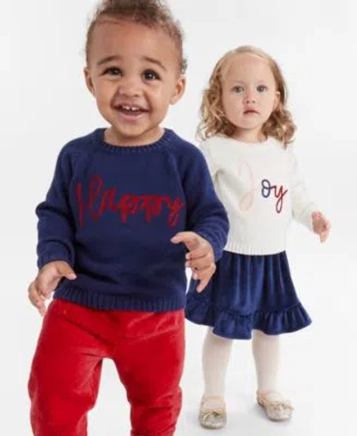 First Impressions Baby Joy Sweater Skirt Set Happy Sweater Pants Set Created For Macys In Navy Sea