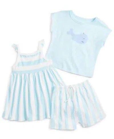 First Impressions Baby Pool Stripe Dress Whale Graphic T Shirt Rugby Stripe Shorts Created For Macys In Blue