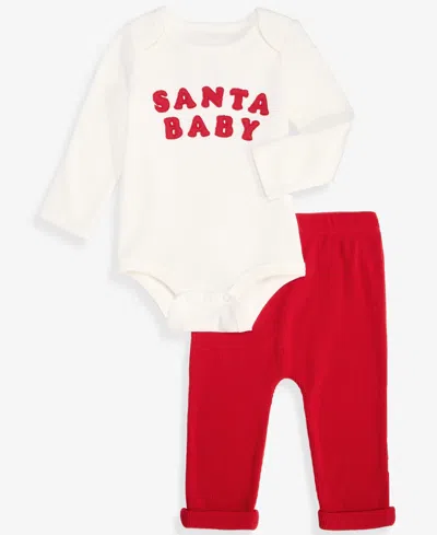 First Impressions Baby Santa Bodysuit & Pants, 2-piece Set, Macy's Exclusive In Multi