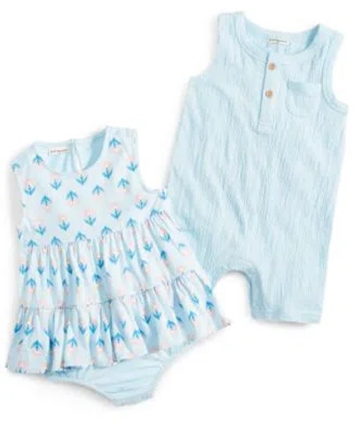 First Impressions Baby Sleeveless Sunsuits Created For Macys In Oasis Blue