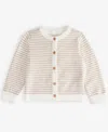First Impressions Baby Striped Cotton Cardigan, Exclusively At Macy's In Hummus