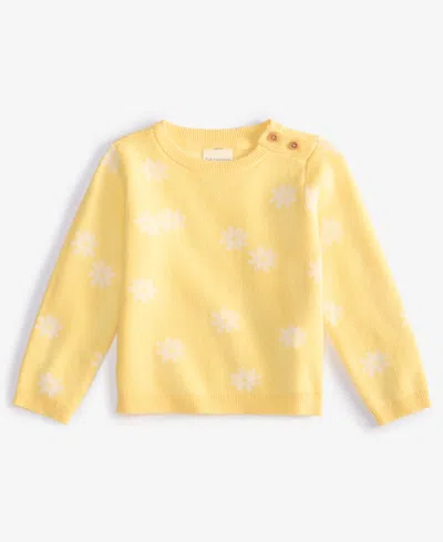 First Impressions Baby Sunflowers Cotton Sweater, Exclusively At Macy's In Buttercup