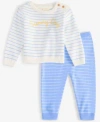 First Impressions Baby Sunny Day Striped Cotton Sweater Cody Stripe Pants Exclusively At Macys In Angel Whit