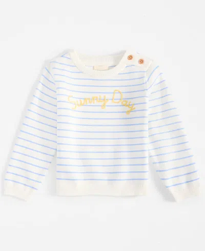 First Impressions Baby Sunny Day Striped Cotton Sweater, Exclusively At Macy's In Angel Whit