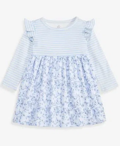 First Impressions Baby Toddler Girls Long Sleeve Mixed Print Dress Macys Exclusive In Blue