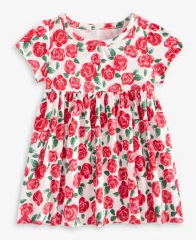 First Impressions Baby Toddler Girls Short Sleeve Cotton Rose Print Dress Macys Exclusive In Red