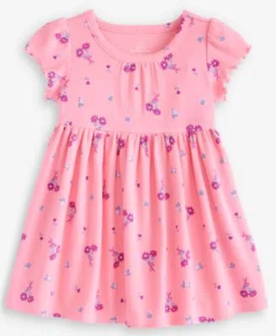 First Impressions Baby Toddler Girls Short Sleeve Floral Print Rib Dress Macys Exclusive In Pink