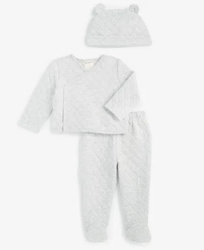 First Impressions Baby Unisex Hat, Cardigan & Pants Set, Created For Macy's In Slate Heather