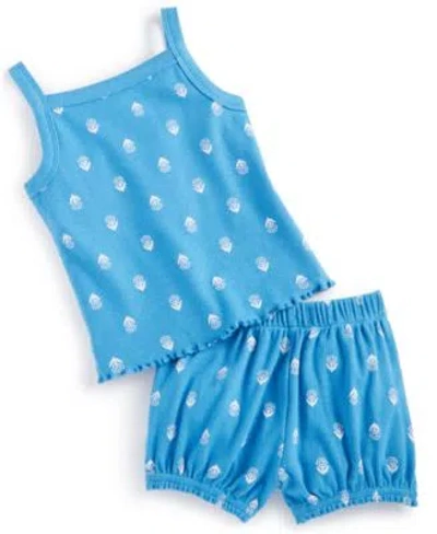 First Impressions First Impression Baby Girls Simple Stamp Floral Tank Bloomers Created For Macys In Lyric Blue