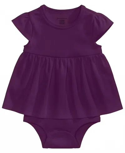 First Impressions Kids' Infant Girls Cotton Bodysuit Dress In Perfect Plum In Purple