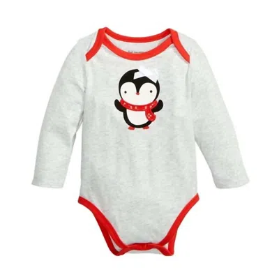First Impressions Kids' Infant Girls Penguin Bodysuit In Whispy Gray Htr In White