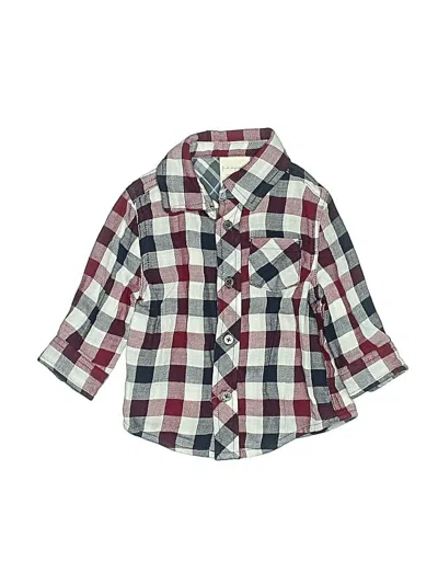 Pre-owned First Impressions Babies' Long Sleeve Button Down Shirt In Burgundy