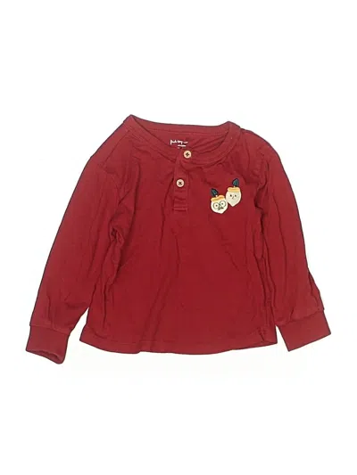 Pre-owned First Impressions Kids' Long Sleeve Henley Shirt In Burgundy