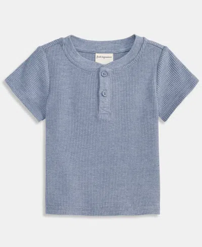 First Impressions Babies' Toddler Boys' 2t-4t Mix And Match Heathered Waffled Henley T-shirt, Macy's Exclusive In Blue