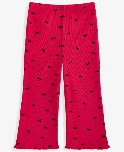 First Impressions Babies' Toddler Girls' 2t-4t Bow Rib Flare Leggings In Red