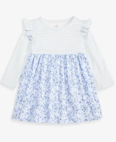 First Impressions Babies' Toddler Girls' 2t-4t Long-sleeve Mixed-print Dress, Macy's Exclusive In Blue