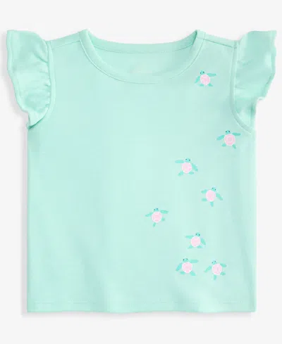 First Impressions Babies' Toddler Girls' 2t-4t Mix & Match Turtles Flutter-sleeve T-shirt, Macy's Exclusive In Blue