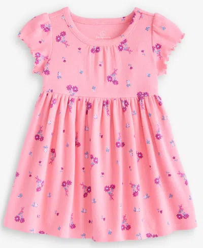 First Impressions Babies' Toddler Girls' 2t-4t Short-sleeve Floral-print Rib Dress, Macy's Exclusive In Pink