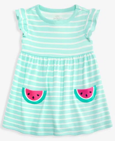 First Impressions Babies' Toddler Girls' 2t-4t Striped Watermelon-pocket Dress, Macy's Exclusive In Green