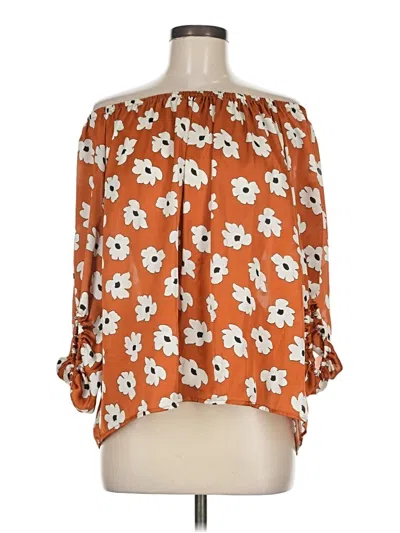 Pre-owned First Love 3/4 Sleeve Blouse In Orange