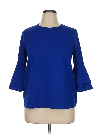 Pre-owned First Love 3/4 Sleeve Top Blue Boatneck Tops