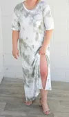 First Love Cloud 9 Maxi Dress In White / Green In Gray