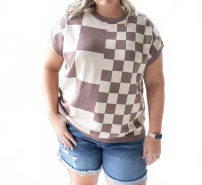 First Love Coffee Shop Knit Top In Taupe, Coco Brown In Multi