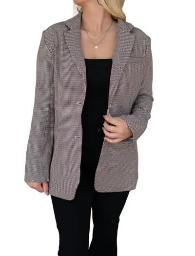 First Love Cozy Plaid Blazer In Beige/black In Grey