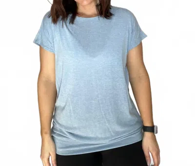 First Love Cutout Open Back Short Sleeve Top In Blue