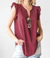 First Love Ditsy Leopard Top - Plus In Burgundy In White